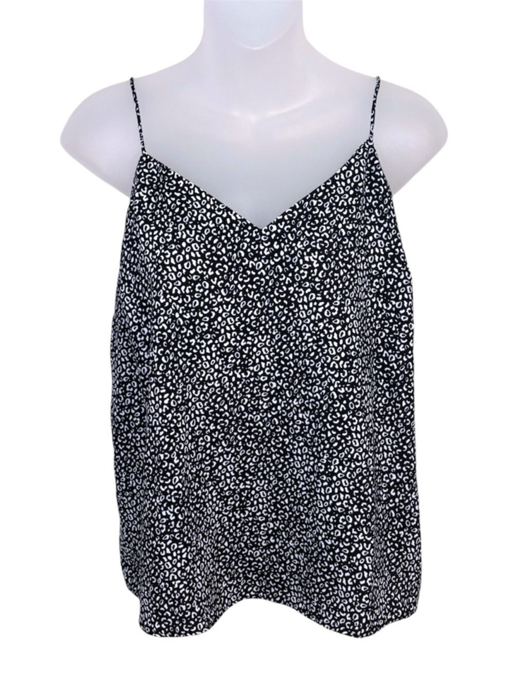 Nine West Medium Black White Animal Print Cami Tank Top V Neck